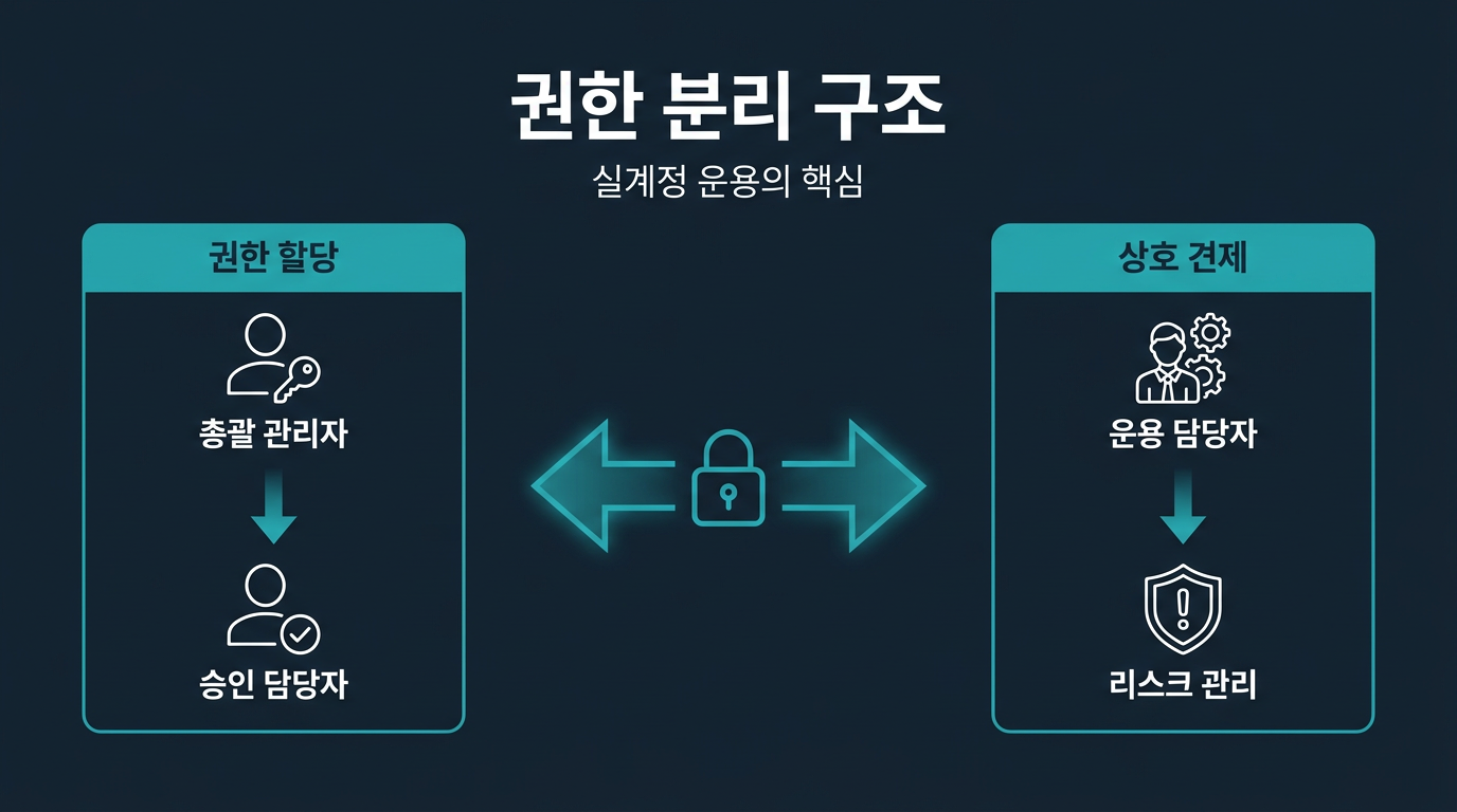 법인계좌 실계정에서 권한 분리란 무엇인가? 설명 이미지