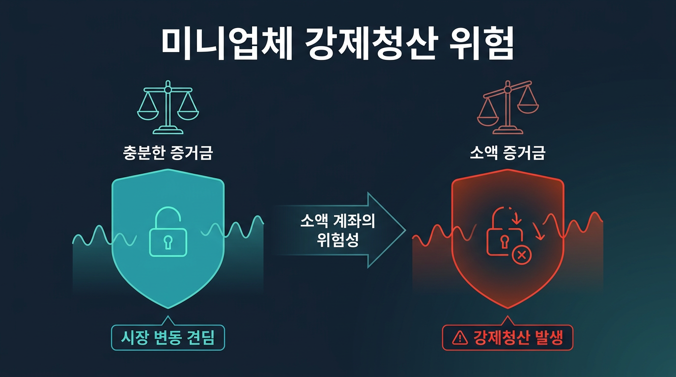 강제청산 기준은 미니업체 계좌에서 어떻게 작동하나요? 설명 이미지