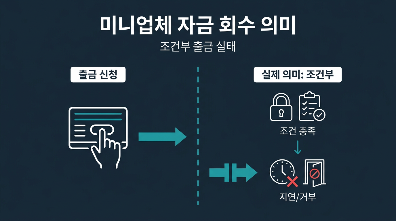 미니업체에서 말하는 '자금 회수'란 무엇을 의미하나? 설명 이미지