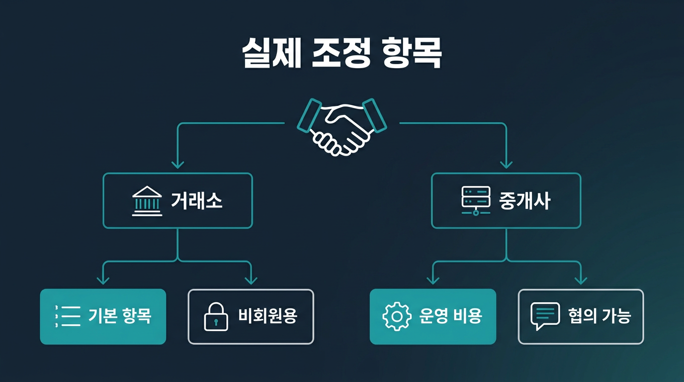 수수료 협상에서 실제로 조정되는 항목은 무엇인가? 설명 이미지