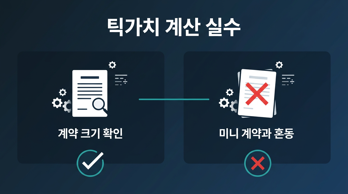 틱가치 계산 시 자주 하는 실수는 무엇인가? 설명 이미지