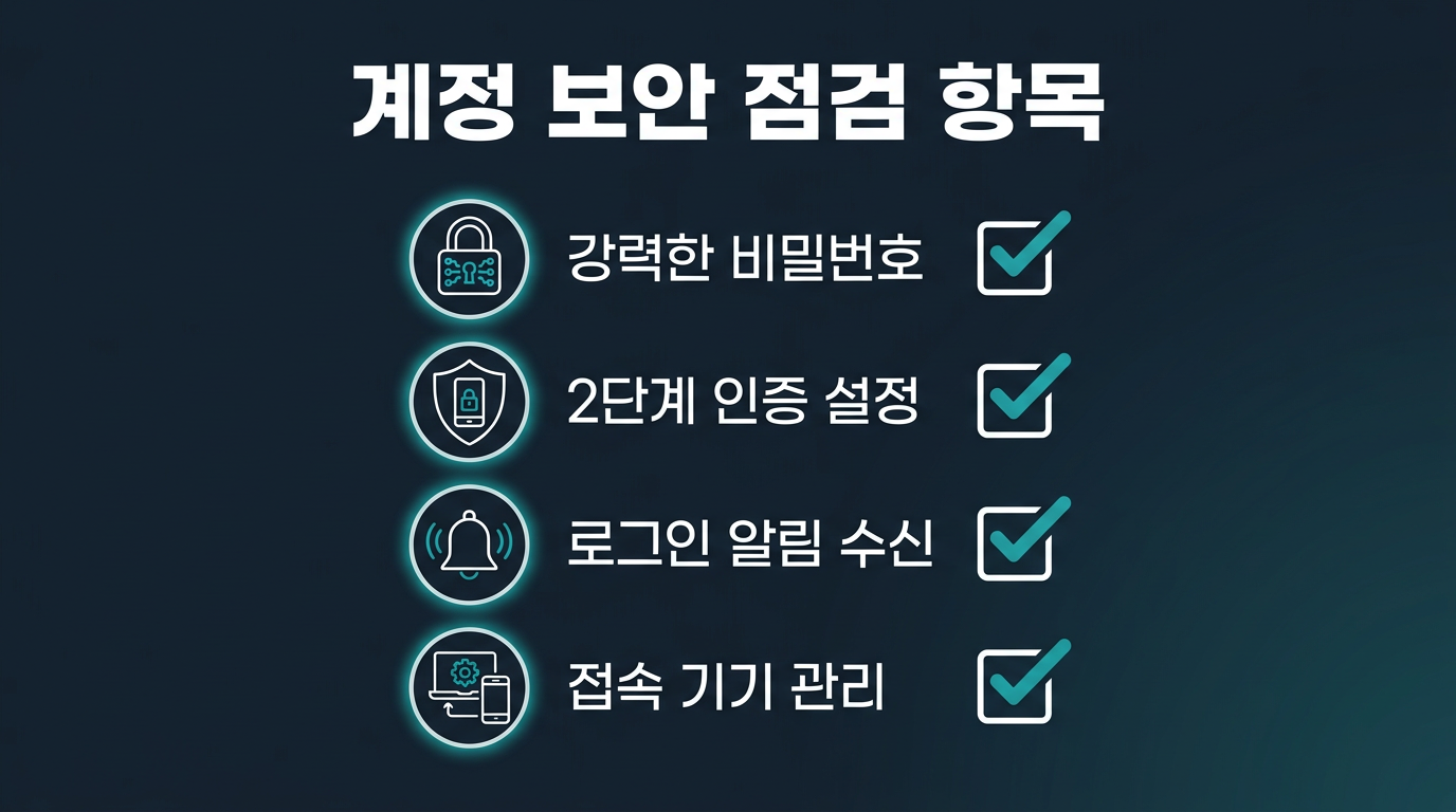 미니업체 계정 보안 설정 점검표에는 어떤 항목이 들어가나? 설명 이미지
