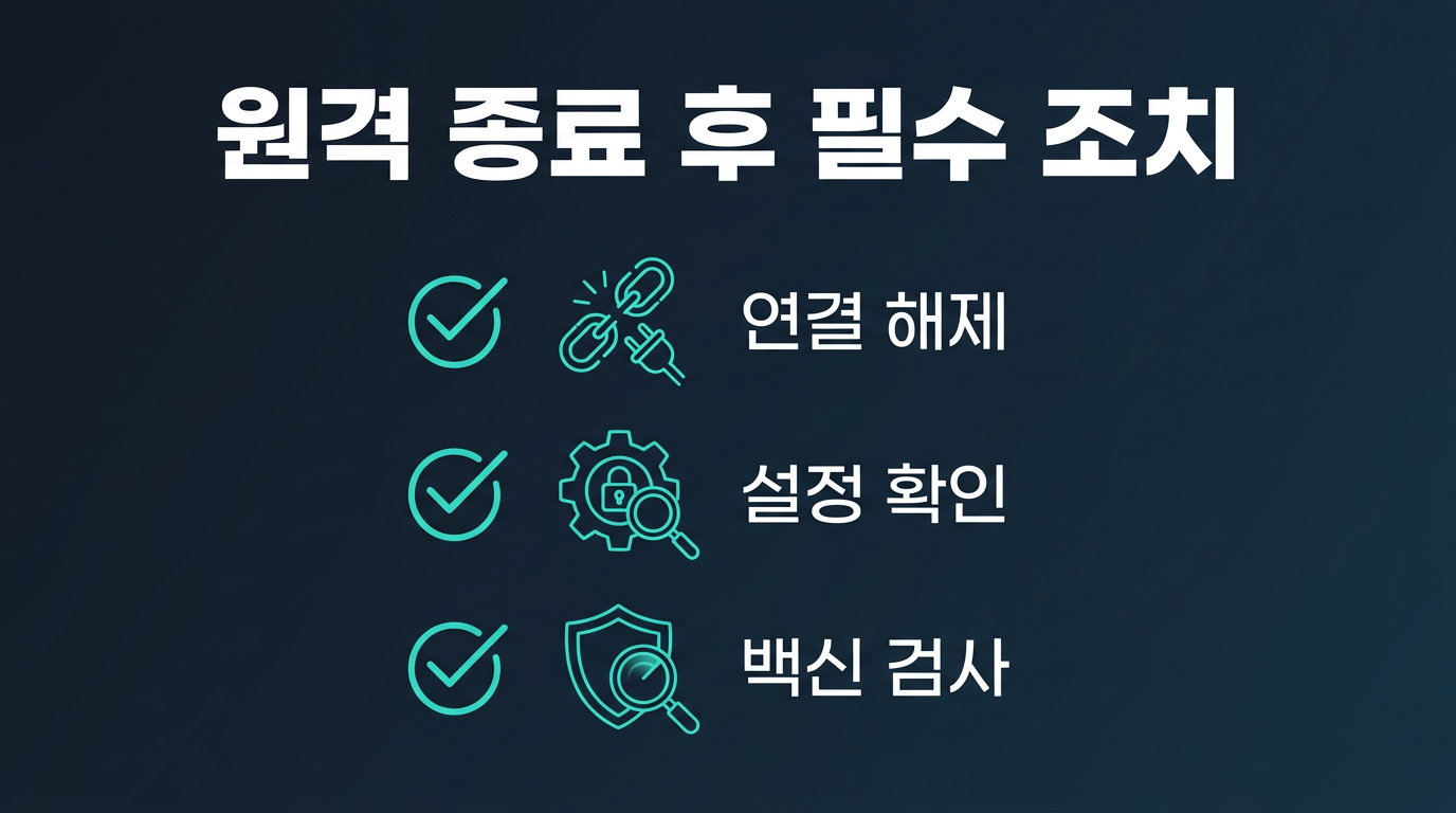 원격 지원 종료 후에는 어떤 조치를 해야 하는가? 설명 이미지