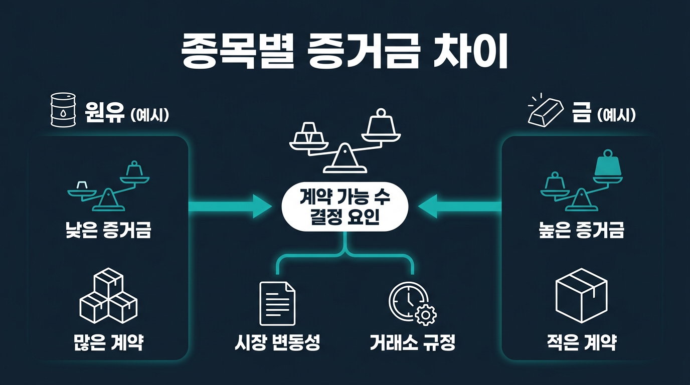 왜 종목마다 계약 가능 수가 다른가? 설명 이미지
