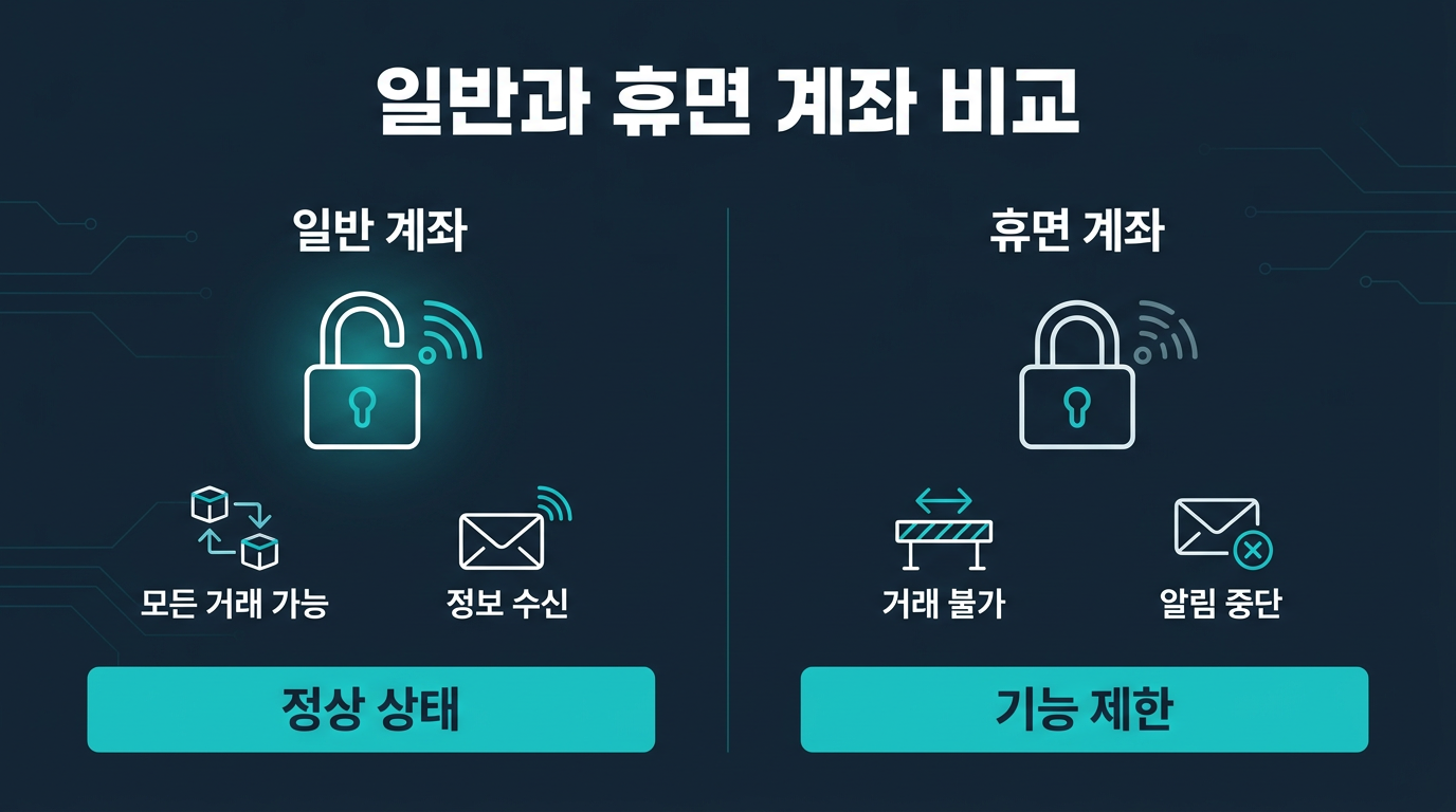 휴면 계좌와 일반 계좌는 어떤 점이 다른가요? 설명 이미지