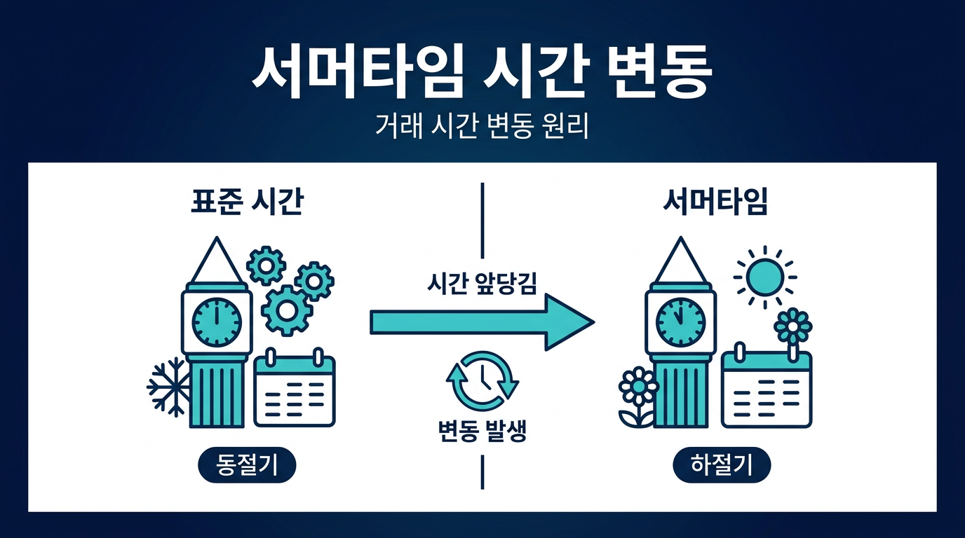 서머타임에 따라 거래 가능 시간이 달라지는 이유는 무엇인가? 설명 이미지