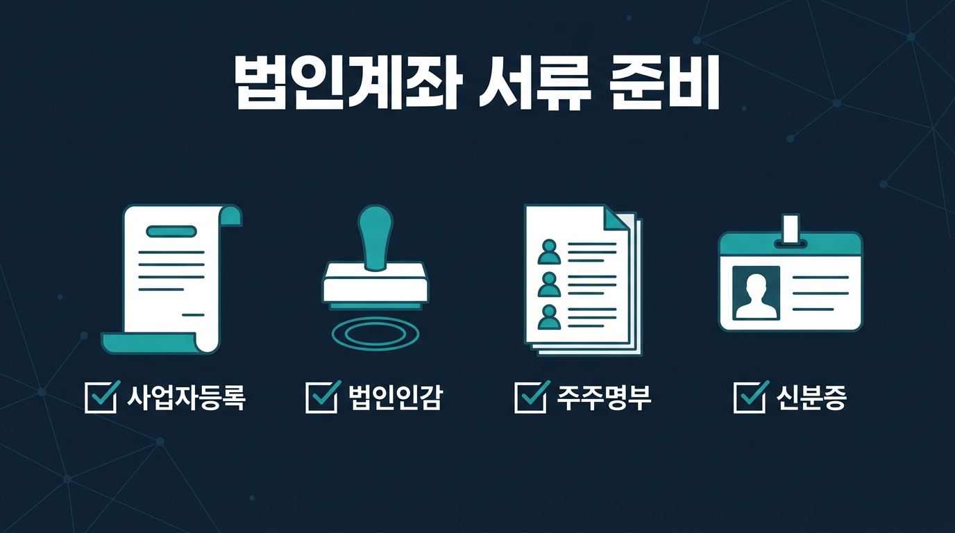 실계정 법인계좌 개설에 필요한 서류는 무엇인가? 설명 이미지