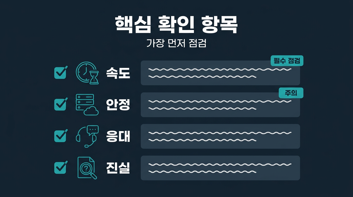 미니업체 후기에서 가장 먼저 확인해야 할 항목은 무엇인가? 설명 이미지