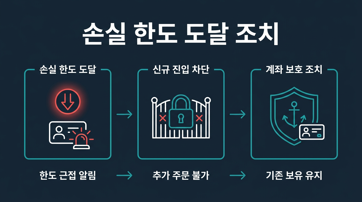 한도에 도달하면 계좌에서 실제로 어떤 조치가 취해지나? 설명 이미지