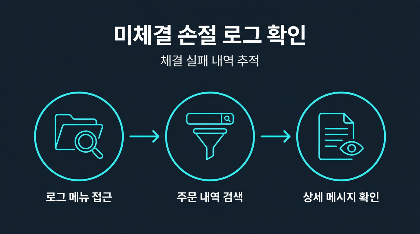 손절이 체결되지 않았을 때 로그로 무엇을 봐야 하나? 설명 이미지