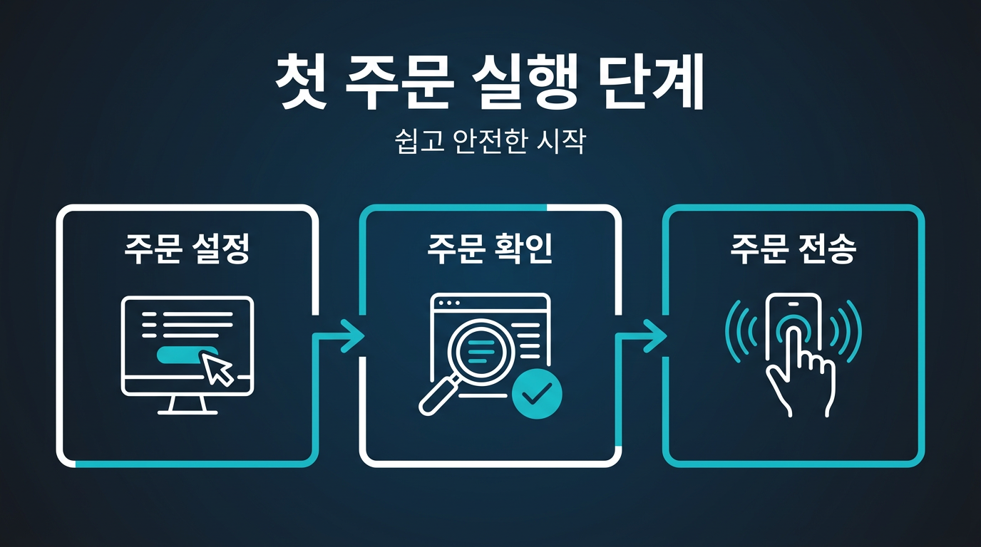 첫 주문은 어떤 방식으로 실행하나요? 설명 이미지