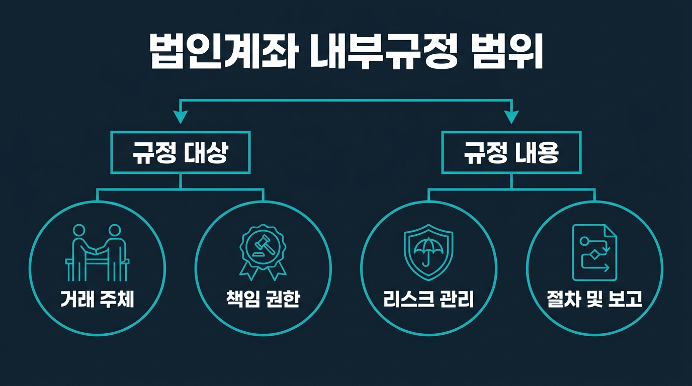 해외선물 법인계좌 내부 규정은 무엇을 정하는 문서인가? 설명 이미지