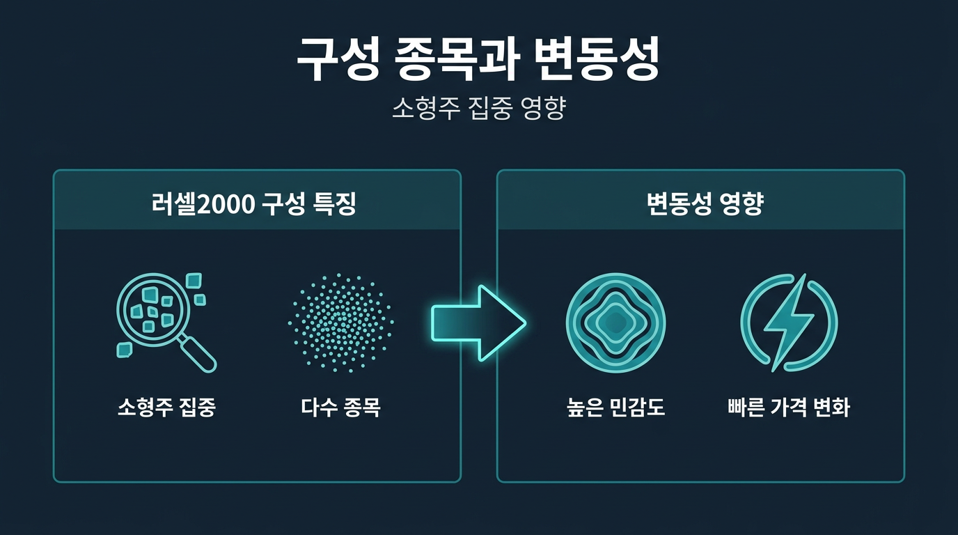 러셀2000 지수의 구성 종목 특성이 변동성에 어떤 영향을 주는가? 설명 이미지
