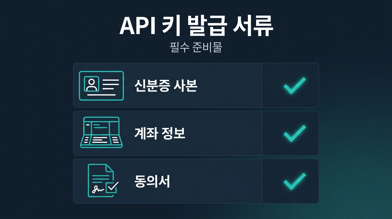 API 키 발급을 위해 준비해야 할 서류는 무엇인가? 설명 이미지