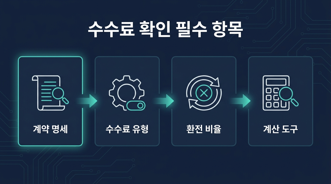 왕복 수수료를 정확히 계산하려면 무엇을 확인해야 하나? 설명 이미지