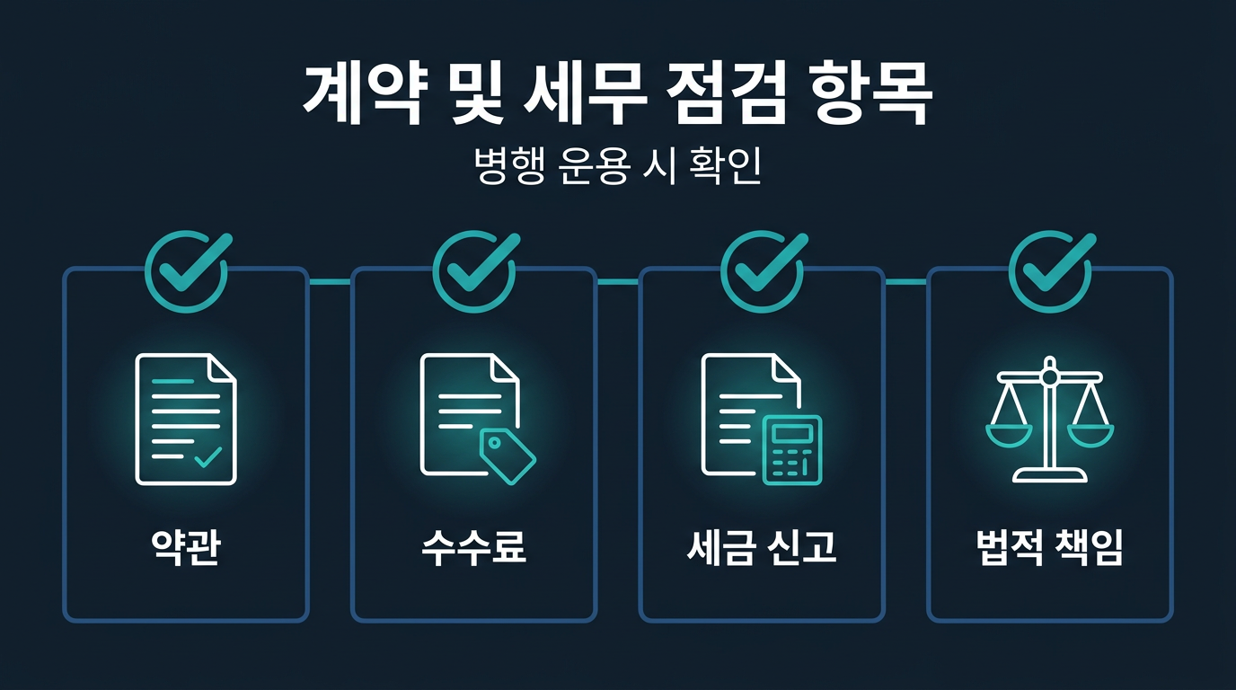 병행 운용에서 확인해야 할 계약·세무 항목은 무엇인가? 설명 이미지