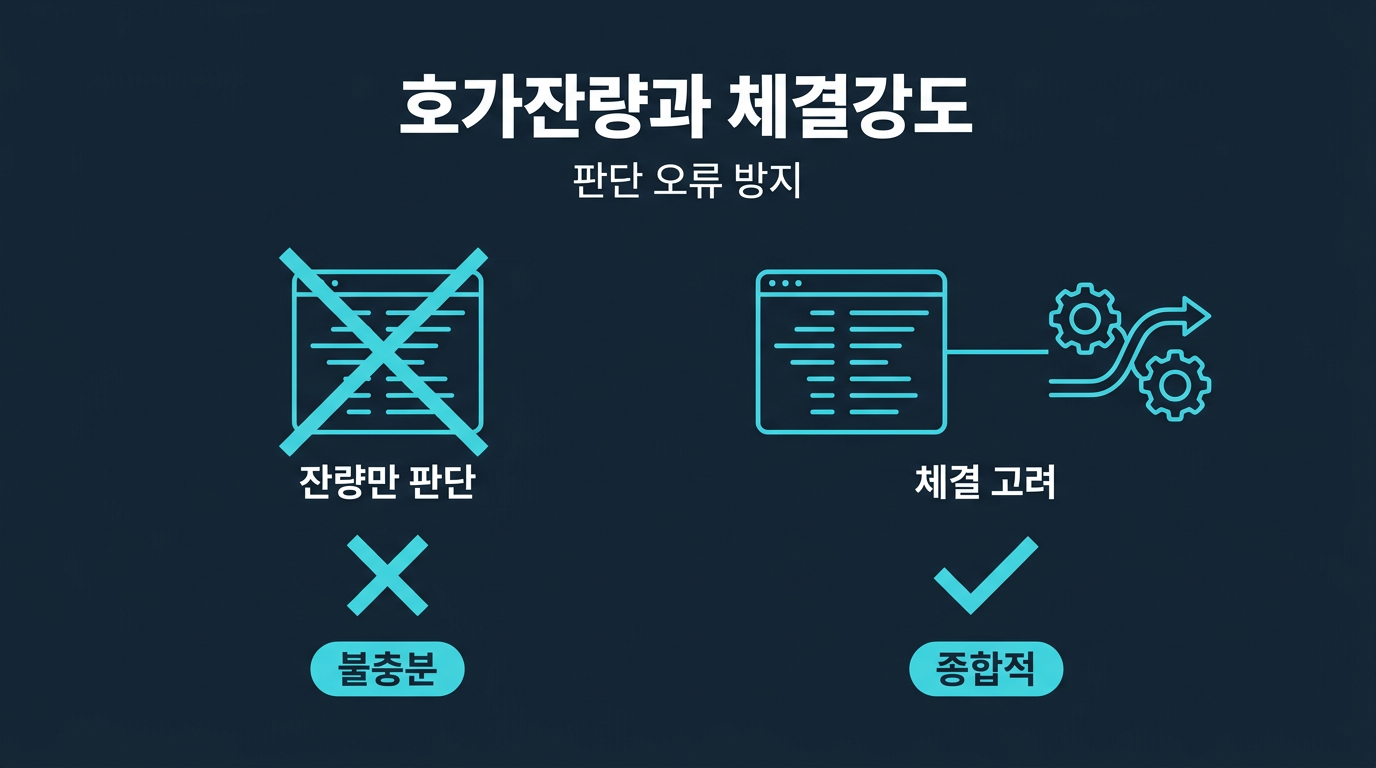 호가 잔량만으로 매수·매도 압력을 판단해도 되나? 설명 이미지