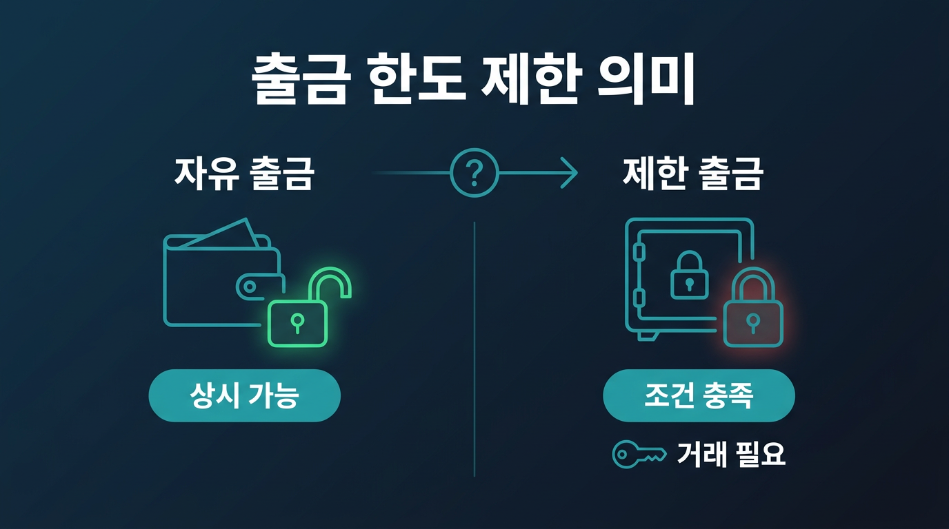 출금 한도가 걸린다는 말은 정확히 무엇을 뜻하나요? 설명 이미지