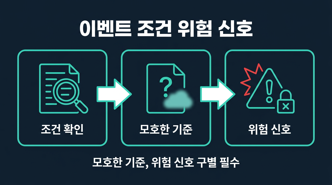 이벤트 조건에서 위험 신호는 어떻게 가려내는가? 설명 이미지