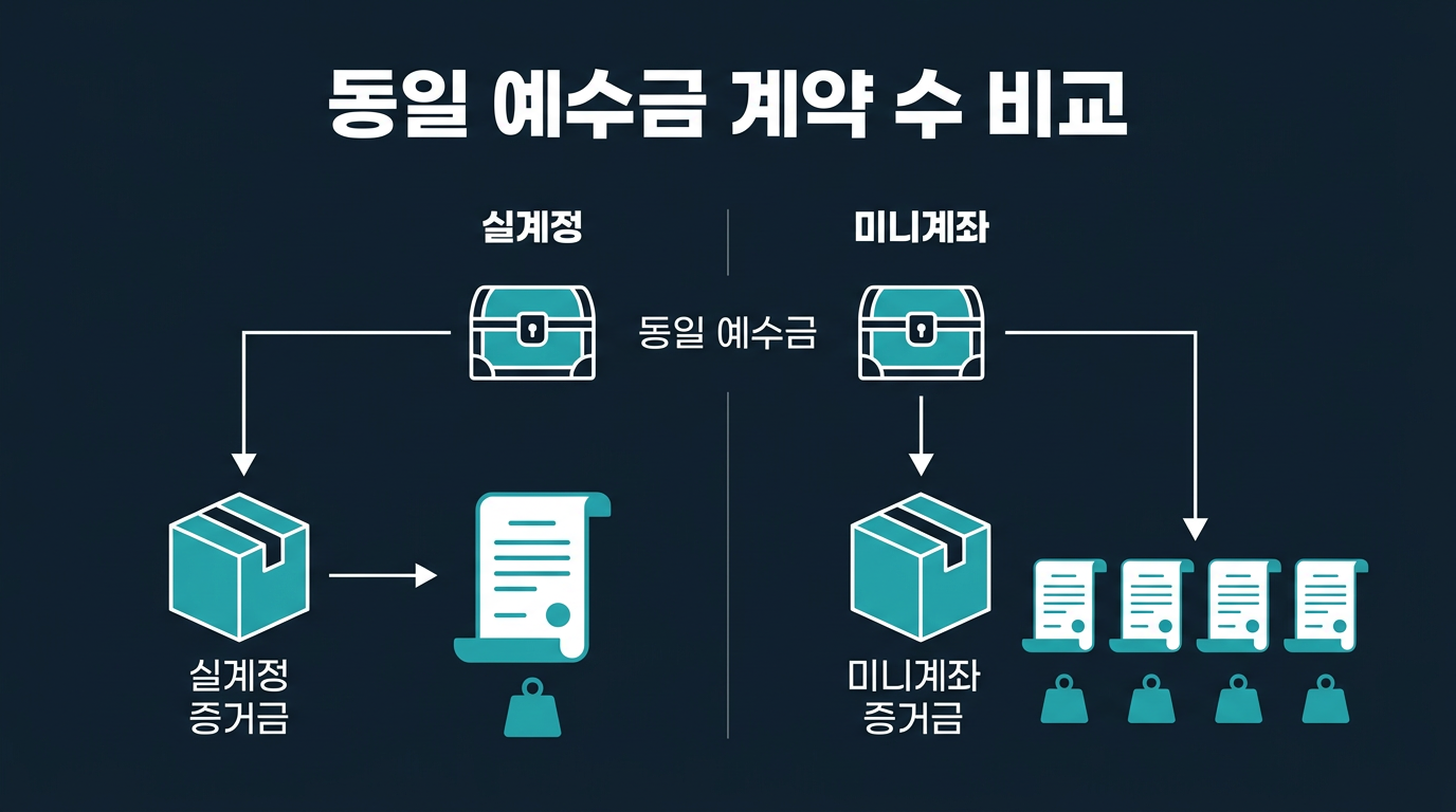 같은 예수금이면 미니계좌와 실계정은 몇 계약까지 가능할까? 설명 이미지