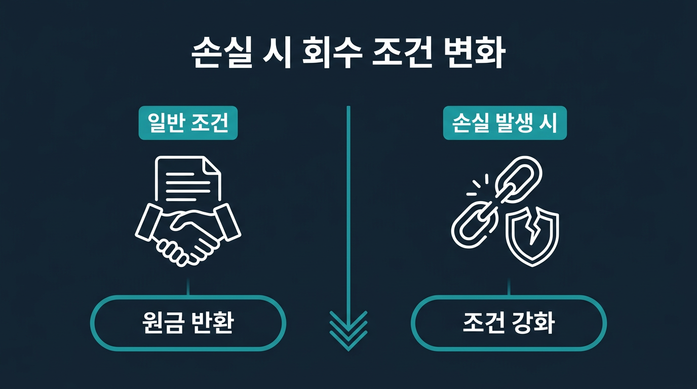 손실이 발생했을 때 회수 조건은 어떻게 달라지나? 설명 이미지