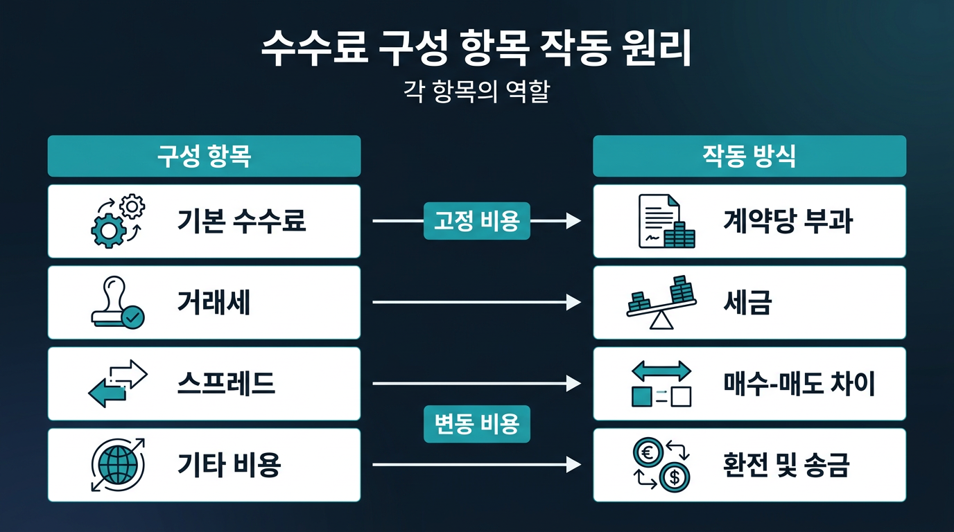 수수료를 구성하는 항목은 무엇이며 각각 어떻게 작동하는가? 설명 이미지