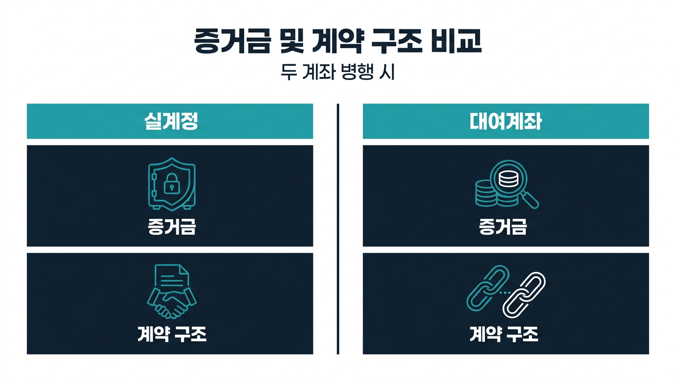 두 계좌를 병행할 때 증거금과 계약 구조는 어떻게 다른가? 설명 이미지