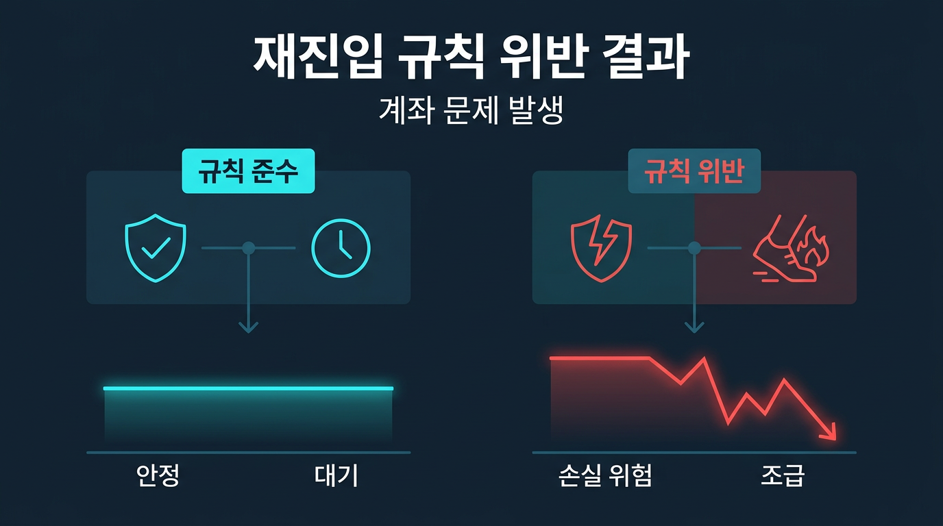 재진입 규칙을 지키지 않으면 계좌에 어떤 문제가 생기는가? 설명 이미지