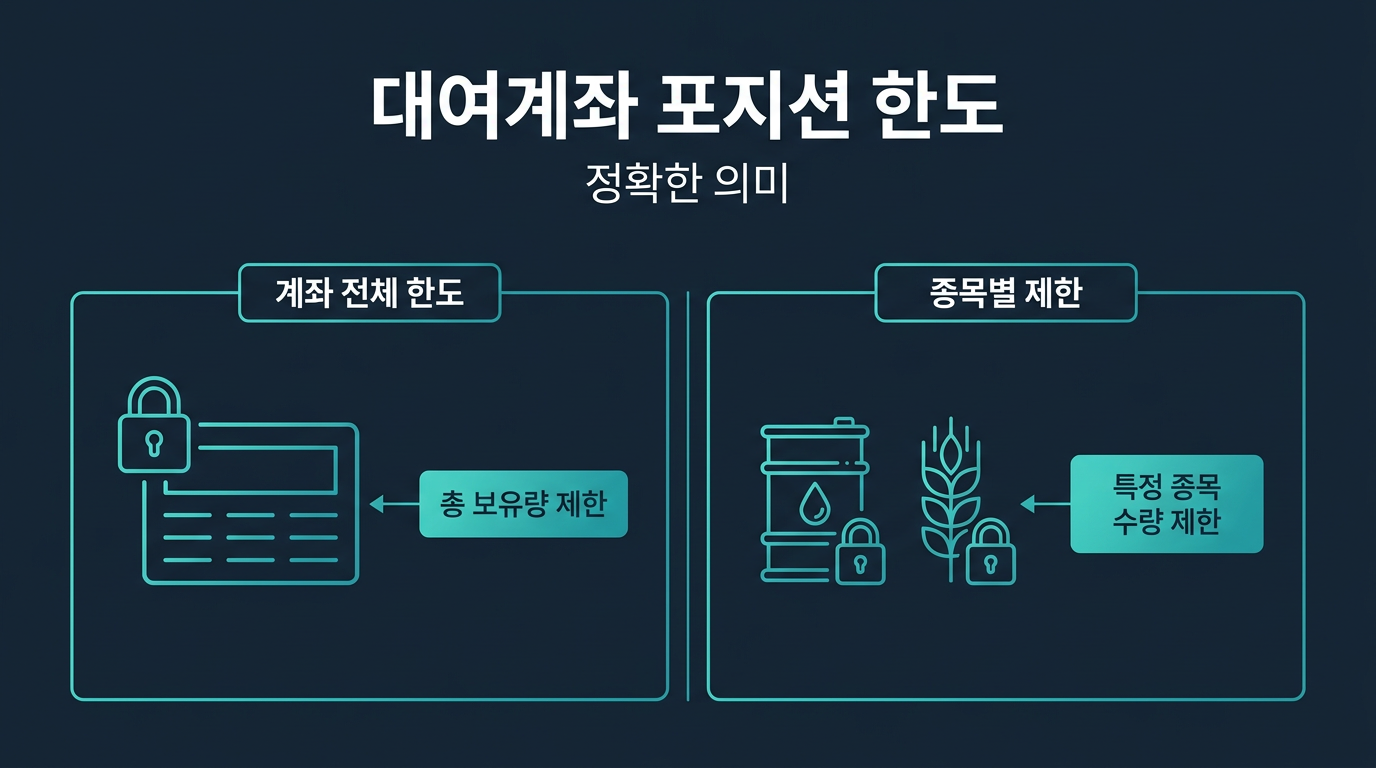 대여계좌 포지션 한도란 정확히 무엇을 말하나요? 설명 이미지